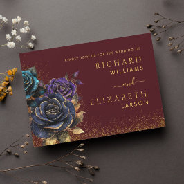 Burgund Gothic Rose Glitzer Hochzeitseinladung Einladung