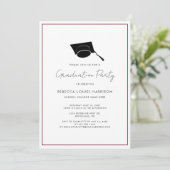 Burgund Graduate Cap Simple 2024 Graduation Party Einladung (Stehend Vorderseite)