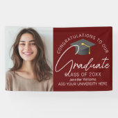 Burgund Graduate Foto 2025 Graduation Party Banner (Horizontal)