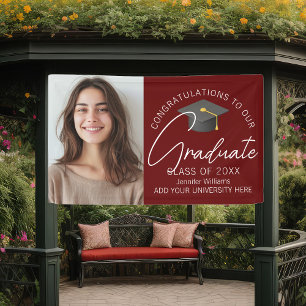 Burgund Graduate Foto 2025 Graduation Party Banner