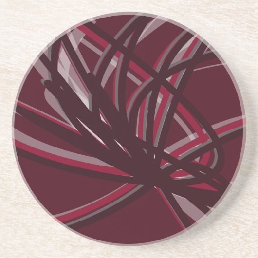 Burgund & Grau Abstrakte Ribbons Getränkeuntersetzer (Vorne)