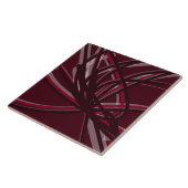 Burgund & Grau Abstrakte Ribbons | Groß Fliese (Seite)