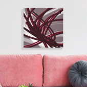 Burgund & Grau Abstrakte Ribbons | Schatten und Li Leinwanddruck (Insitu (Wohnzimmer))