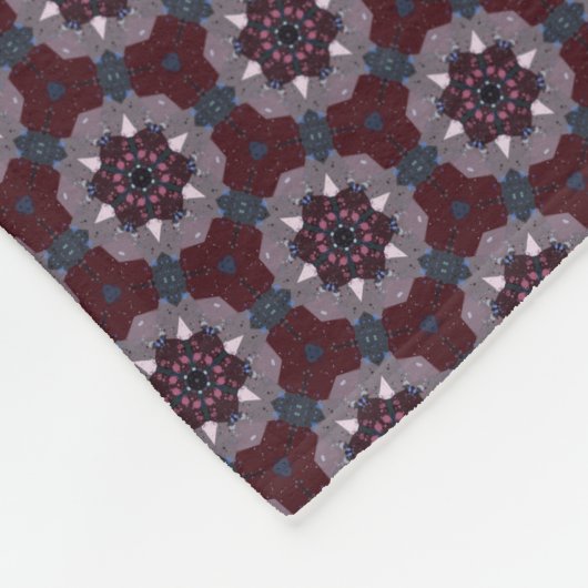 Burgund & Grau Floral bemalte Steppdecke Fleecedecke (Ecke)