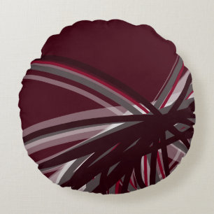 Burgund & Gray Artistic Ribbons Round Pillow Rundes Kissen