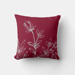 Burgund & Gray Botanisch  Rhatany - Blume Kissen