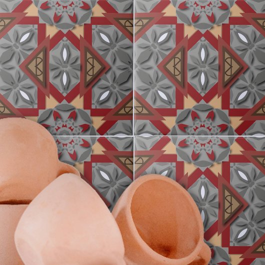 Burgund Gray Ethnic Mosaik Arabesque Muster Fliese