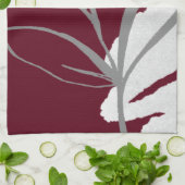 Burgund & Gray Minimalistische Aquarellfarben-Blät Geschirrtuch (Gefaltet)