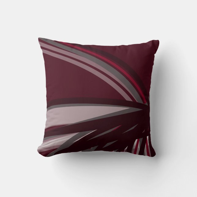 Burgund & Gray Modernes Bio Lineardesign Kissen (Vorderseite)