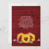 Burgund Gray Rote Rose Sonnenblume Rustikale Hochz Einladung (Rückseite)