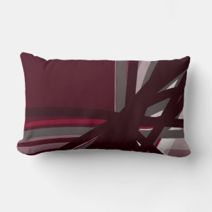 Burgund Gray & White Artistic Abstrakt Linear Lendenkissen