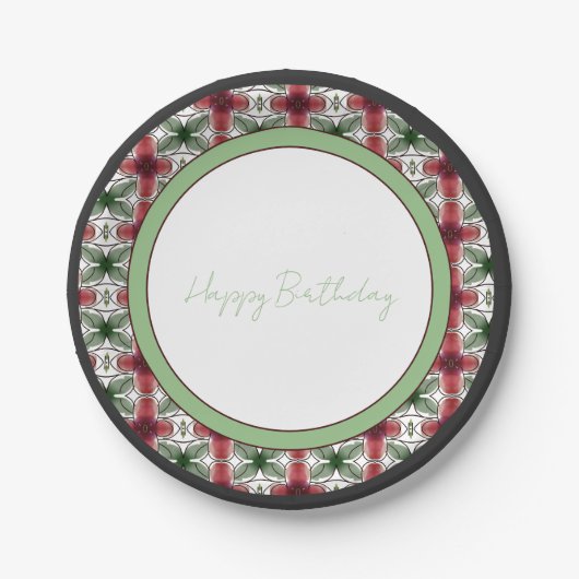 Burgund grün und schwarz pappteller (Vorderseite)