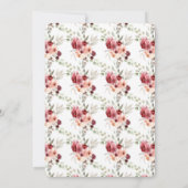 Burgund-Grüne Hochzeit mit Blumen Einladung (Rückseite)