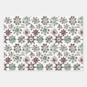 Burgund Grüne Weihnachtsschmuck Bäume Schneeflocke Geschenkpapier Set (Vorderseite 3)