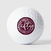 Burgund Hallo 50. Geburtstag Golfball (Vorderseite)