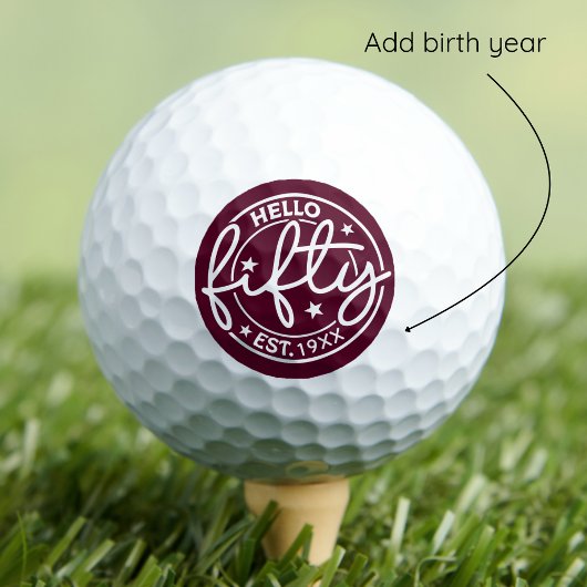 Burgund Hallo 50. Geburtstag Golfball
