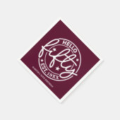 Burgund Hallo 50. Geburtstag Serviette (Ecke)