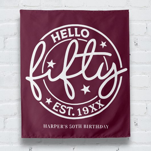 Burgund Hallo 50. Geburtstag Wandteppich
