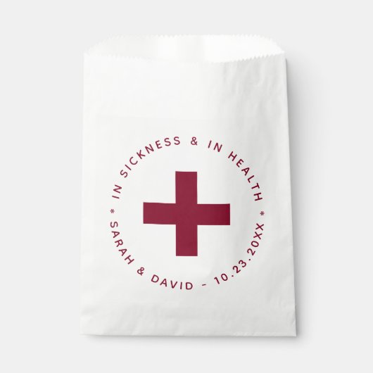 Burgund-Hangover-Kit in Krankheit und Gesundheit Geschenktütchen (Vorderseite)