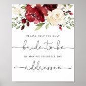 Burgund helfen der geschäftigen Braut Adresse und  Poster (Vorne)