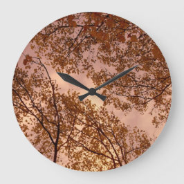 'Burgund Herbst Abstrakt' Wall Clock Große Wanduhr