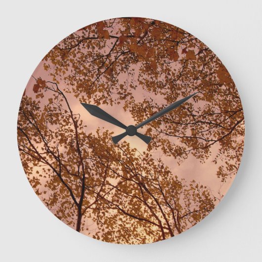 'Burgund Herbst Abstrakt' Wall Clock Große Wanduhr (Vorderseite)