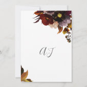 Burgund Herbst Blumen rustikale Hochzeit Einladung (Rückseite)