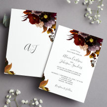 Burgund Herbst Blumen rustikale Hochzeit