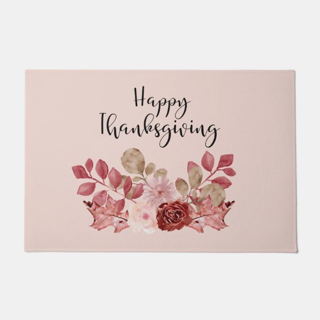 Burgund Herbst Floral Doormat Fußmatte (Vorderseite)