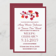 Burgund Herbst Herbstleaves Hochzeitskarten