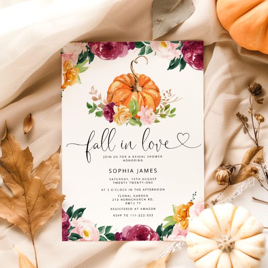 Burgund Herbst Liebe Brautdusche Einladung