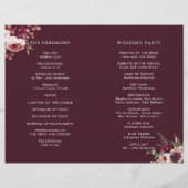 Burgund Herbst Romance Gold Frame Wedding Programm (Rückseite)