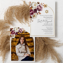 Burgund Herbstfall Floral Bat Mitzvah Foto