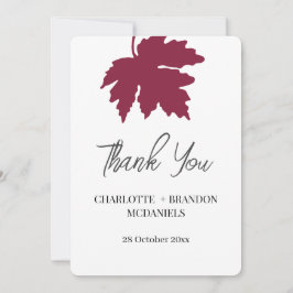 Burgund Herbstmaple Leaf Hochzeit Vielen Dank Dankeskarte