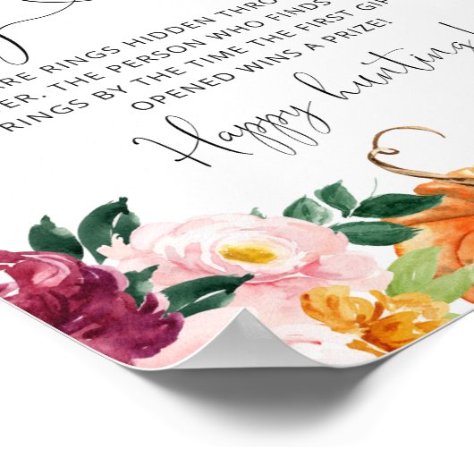 Burgund Herbstring Jagd Brautparty Poster (Ecke)