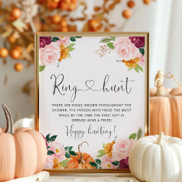 Burgund Herbstring Jagd Brautparty Poster