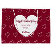 Burgund Herz Foto Valentinstag Große Geschenktüte (Rückseite)