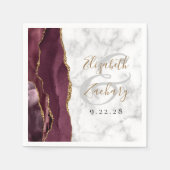 Burgund Hochzeit - Achatmarmor Goldschrift Serviette (Vorderseite)