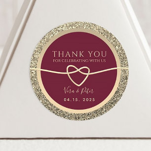 Burgund Hochzeit Danke Geschenk Runder Aufkleber