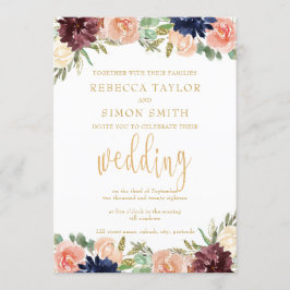 Burgund-Hochzeit im Herbst Einladung