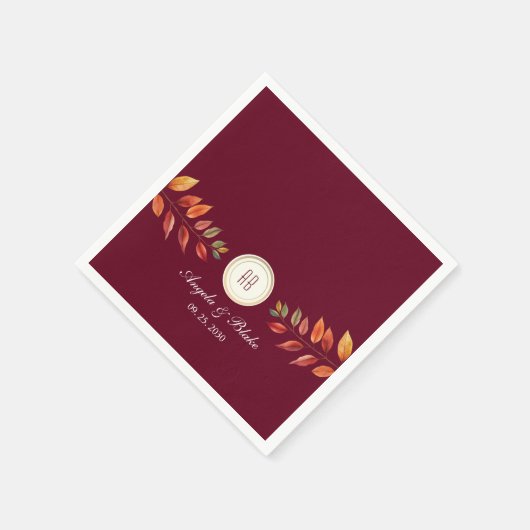 Burgund-Hochzeit im Herbst Serviette (Ecke)