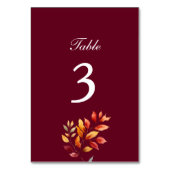 Burgund-Hochzeit im Herbst Tischnummer (Rückseite)