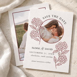 Burgund Hochzeit Kreuzstich Hortensie Foto Save The Date