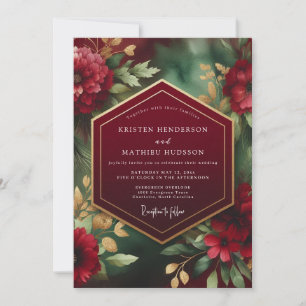 Burgund Hochzeit mit dunklen Blumen und opulentem  Einladung