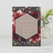 Burgund Hochzeit mit Impasto Flora Einladung (Stehend Vorderseite)