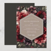 Burgund Hochzeit mit Impasto Flora Einladung (Vorne/Hinten)