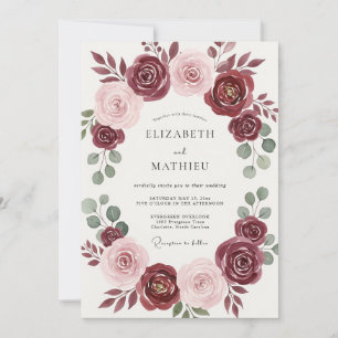 Burgund Hochzeit Romantisch Malerisch Einladung