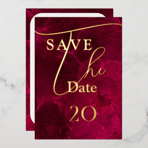 Burgund Hochzeit Save The Date Folieneinladung