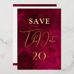 Burgund Hochzeit Save The Date Folieneinladung