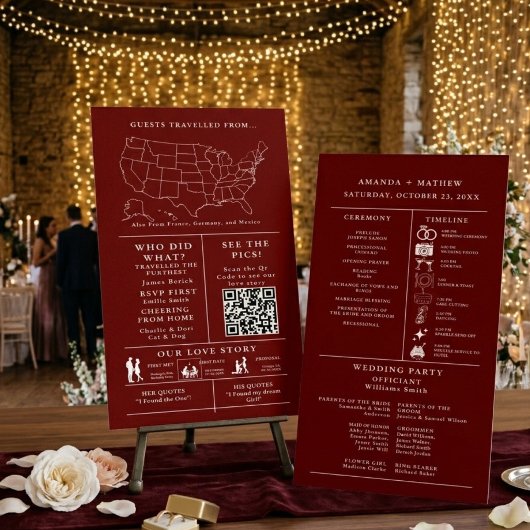 Burgund Hochzeits-Infografik-Programm